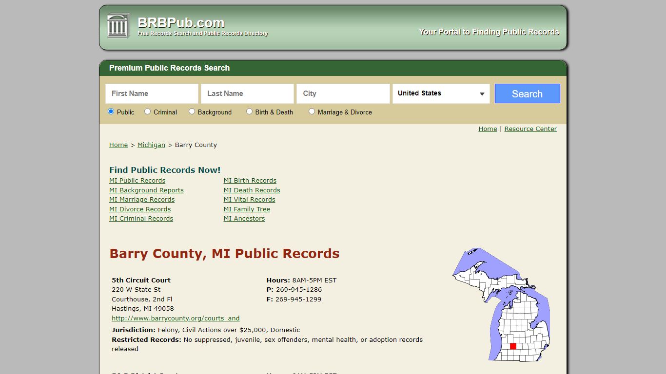 Barry County Public Records | Search Michigan Government ...