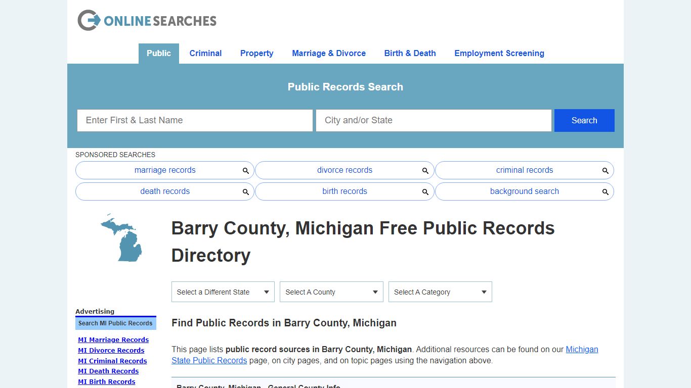 Barry County, Michigan Public Records Directory